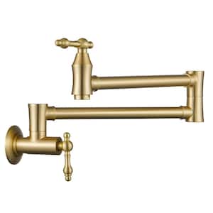 Wall Mounted Pot Filler with Lever Handle in Brushed Gold