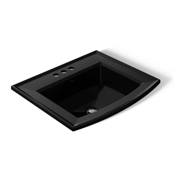 Archer 22.6 in. x 19.44 in. Drop-In Bathroom Sink in Black Black Vitreous China