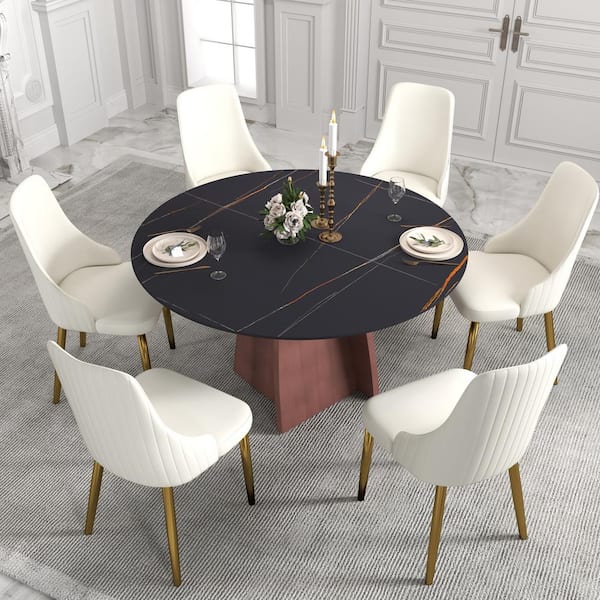 Magic Home 70.87 in. Gray Sintered Stone Tabletop Gunmetal Gray Pedestal Base Dining Table (Seats 6)