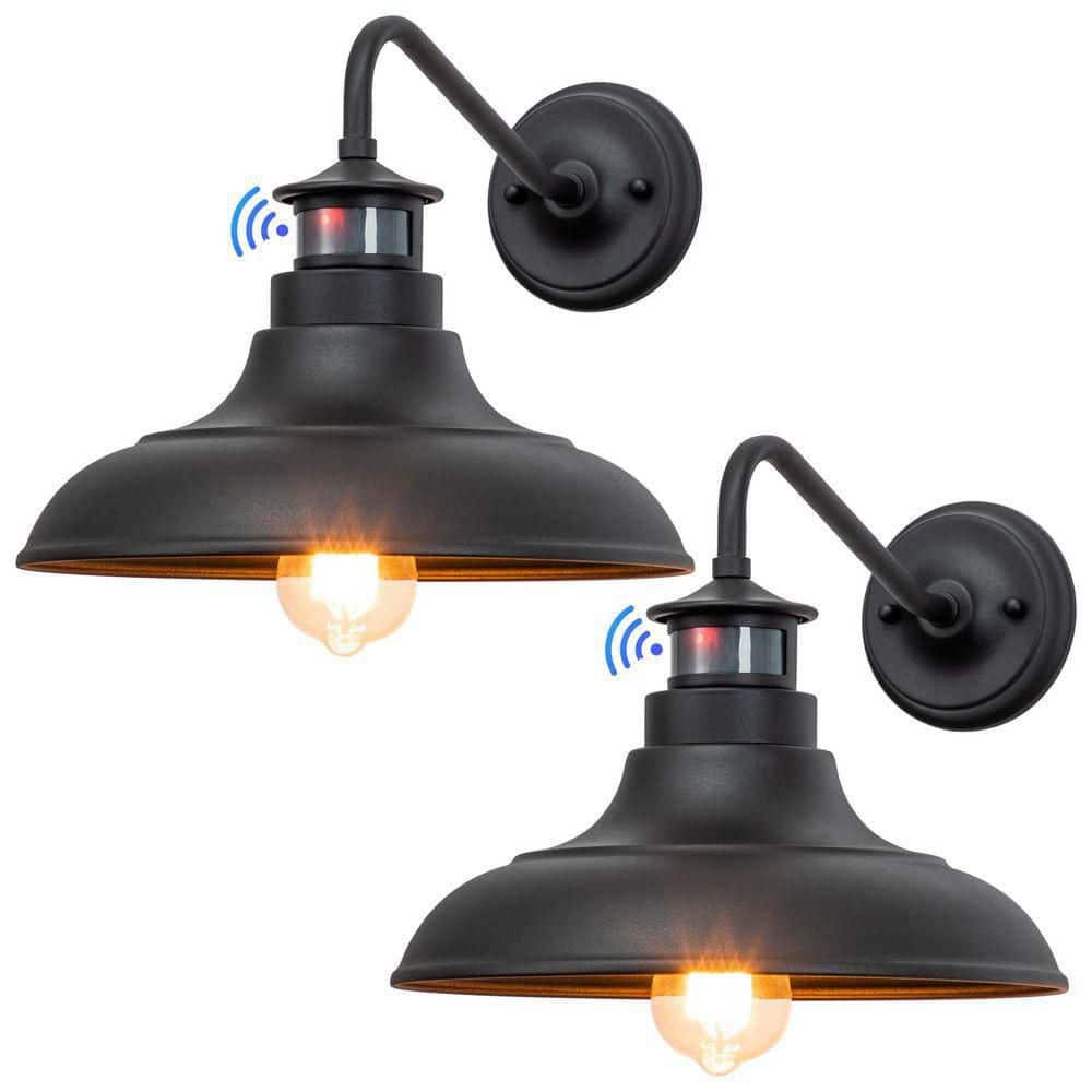 C Cattleya 1-Light Matte Black Motion Sensing Dusk to Dawn