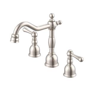 Opulence 8 in. Widespread 2-Handle Bathroom Faucet with Metal Touch Down Drain 1.2 GPM Brushed Nickel