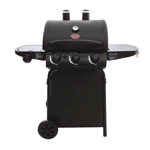 Char-Griller 3-Burner Propane Gas Grill in Black with Side Burner