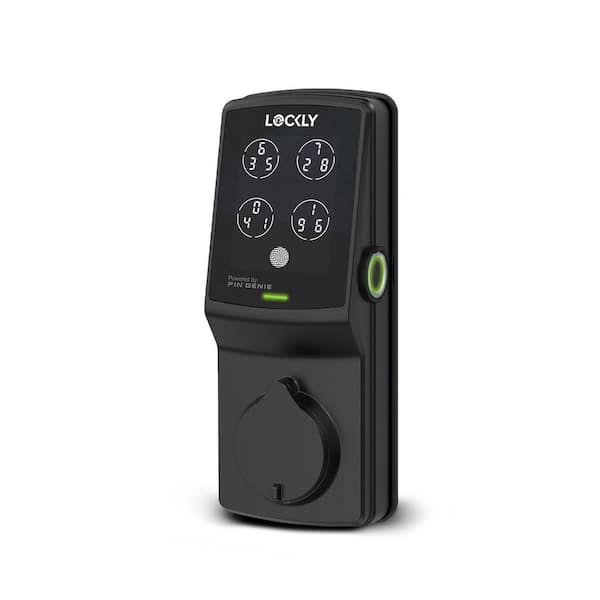 Lockly - Secure Plus Matte Black Bluetooth Single Cylinder Deadbolt Smart Lock with 3D Fingerprint, Works with Hey Google/Alexa