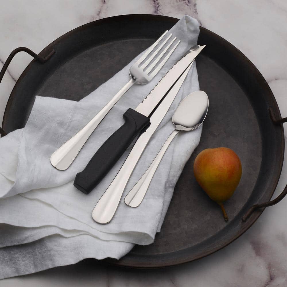 Simplicity 16-Piece Stainless Steel Flatware Set with Steak Knives
