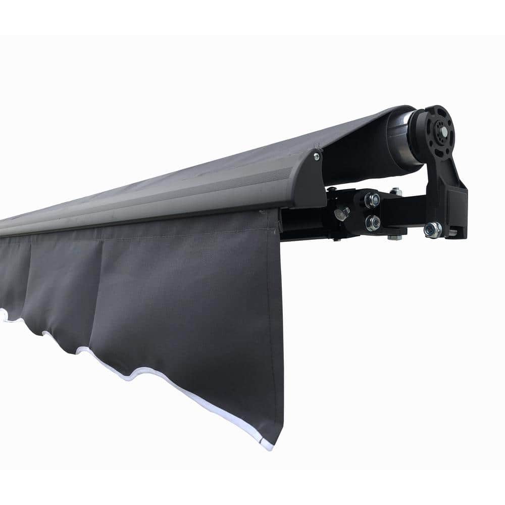 ALEKO 13' x 10' Retractable Gray Polyester Patio Awning with Black Frame