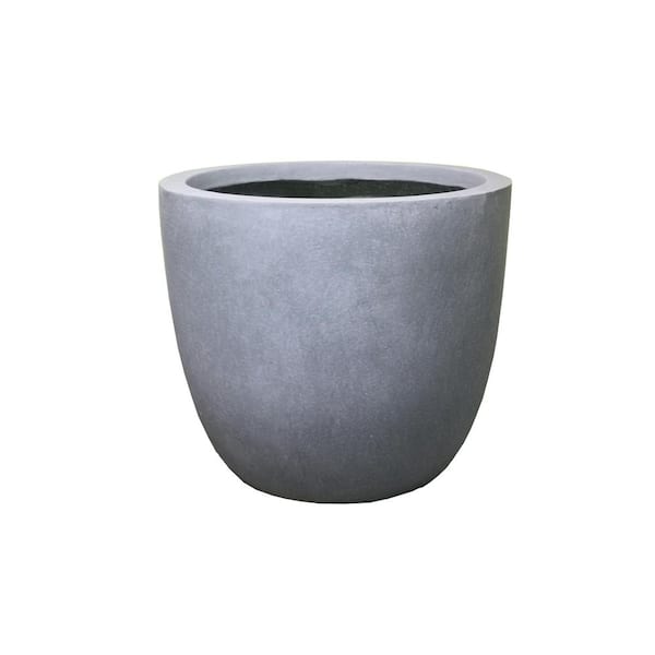 10" Dia Slate Gray Round Concrete Planter with Drainage Plug for Home Patio Garden