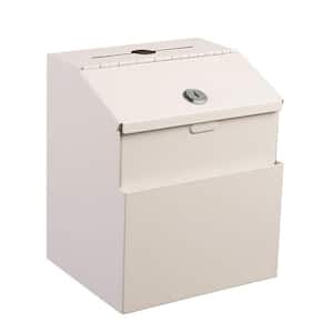 Wall Mountable Steel Locking Suggestion Box in White with Suggestion Cards