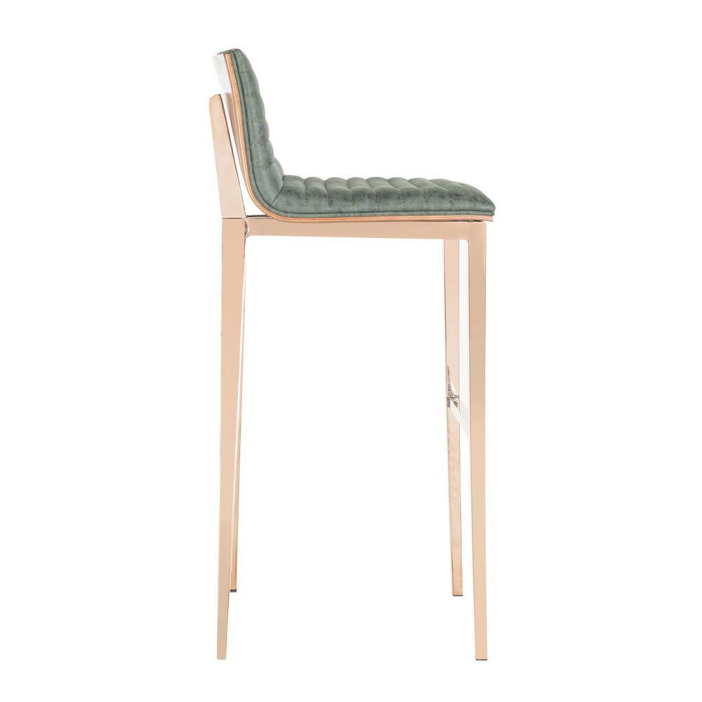 Deluxe Copper Swivel Bar Stool with Ash Green Faux Leather