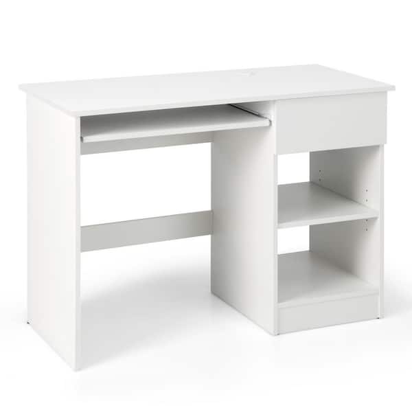 gips Beperken accent Costway 42.5 in. Retangular MDF White Wood Computer Desk with Keyboard Tray  Drawer CB10402WH - The Home Depot