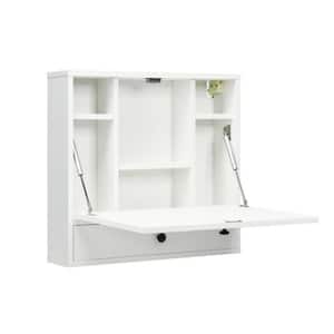 24 in. W x 6 in. D x 22.5 in. H Bathroom Storage Wall Cabinet Floating Desk Foldable Space Saving Workstation in White