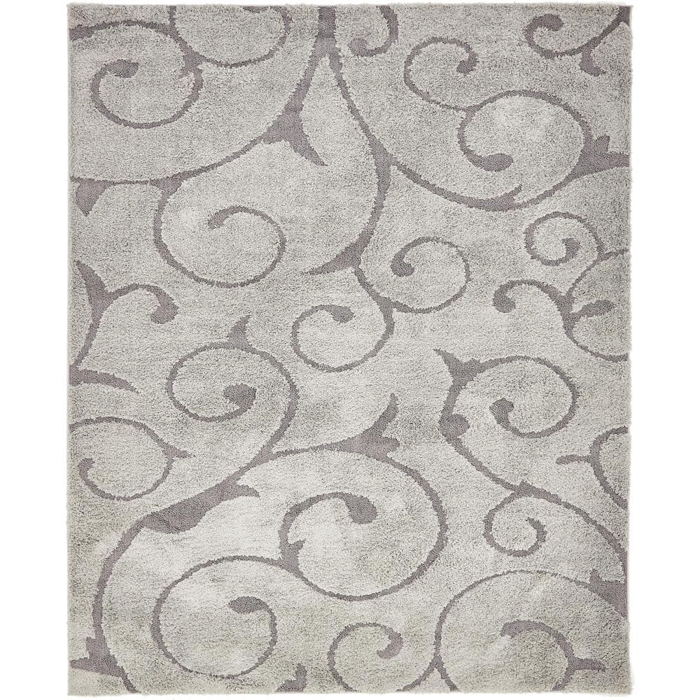 Gray Floral Shag 8' x 10' Synthetic Area Rug