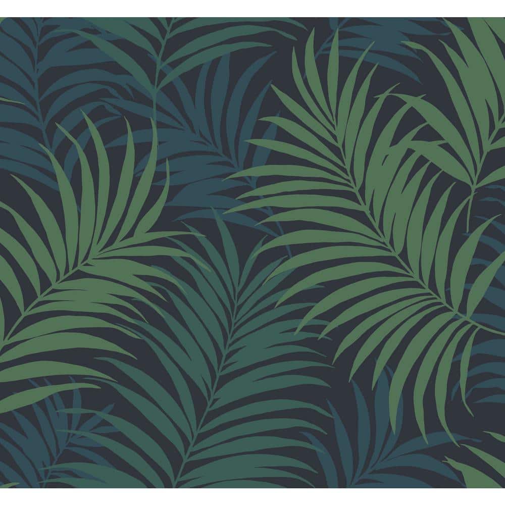 Luxe Retreat Midnight Blue Juniper Spearmint Double Roll Wallpaper