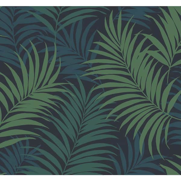 LILLIAN AUGUST Luxe Retreat Midnight Blue, Juniper, and Spearmint Via Palma Paper Unpasted Wallpaper Roll (60.75 sq. ft.)