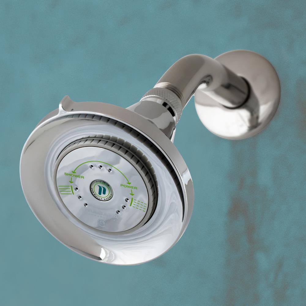 Chrome Adjustable Round Fixed Shower Head with Self-Cleaning