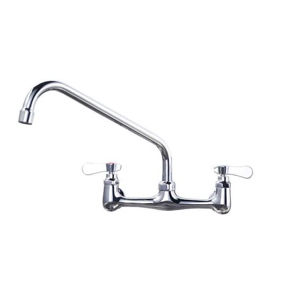 ALEASHA 12 in. Double Handle Wall Mount Standard Kitchen Faucet in Polished Chrome