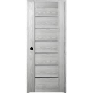 Vona 18 in. x 84 in. Left-Hand 7 Lite Frosted Glass Solid Composite Core Ribeira Ash Wood Single Prehung Interior Door