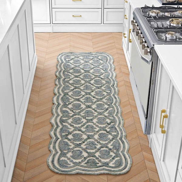 Laura Ashley Tulip 2 ft. x 5 ft. Teal Floral Area Rug LAA032433