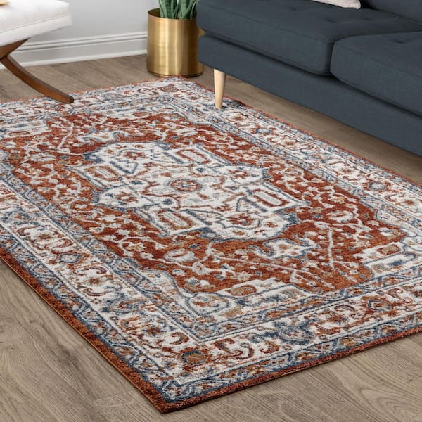 Imani Harlow Red 9 ft. x 13 ft. Border/Oriental Shag Indoor Area Rug