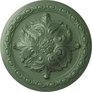 11-3/8" x 2" Acanthus Urethane Ceiling, Hand-Painted Athenian Green