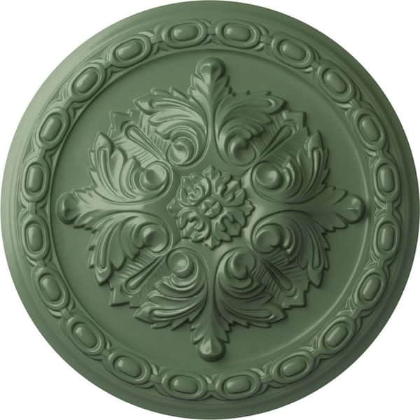 Ekena Millwork 11-3/8" x 2" Acanthus Urethane Ceiling, Hand-Painted Athenian Green