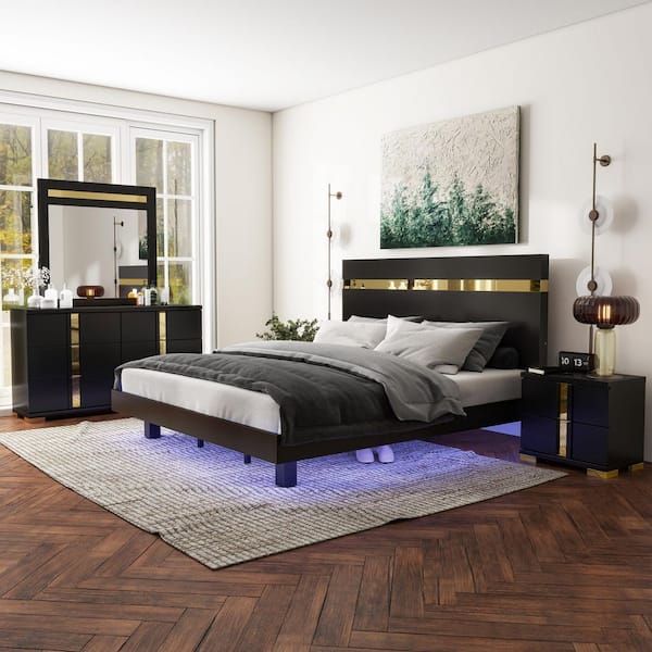 Furniture of America Burkhart 4-Piece Black Wood Twin Bedroom Set with Nightstand and Dresser/Mirror IDFN7866BK-T4PC - The Home Depot Furniture of America Burkhart 4-Piece Black Wood Twin Bedroom Set with Nightstand and Dresser/Mirror IDFN7866BK-T4PC - The Home Depot