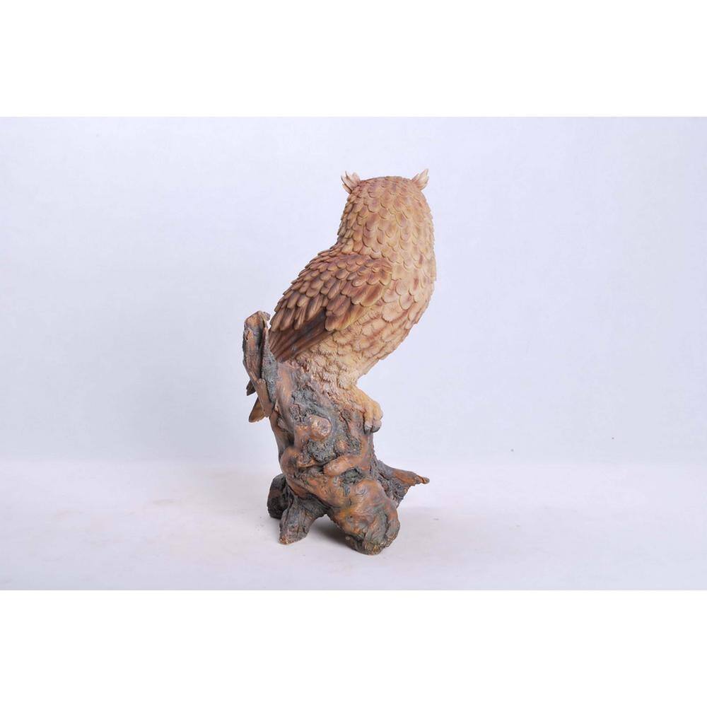 Great Horned Owl on Stump Polyresin Garden Statue