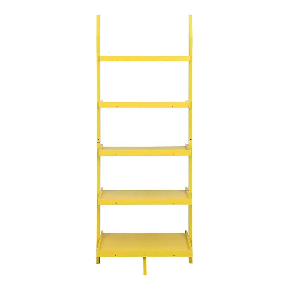 Sunshine Yellow Solid Pine and Birch Veneer Ladder Bookshelf