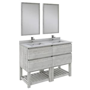 Formosa 48 in. W x 20 in. D x 35 in. H White Double Sinks Bath Vanity in Rustic White with White Vanity Top and Mirrors