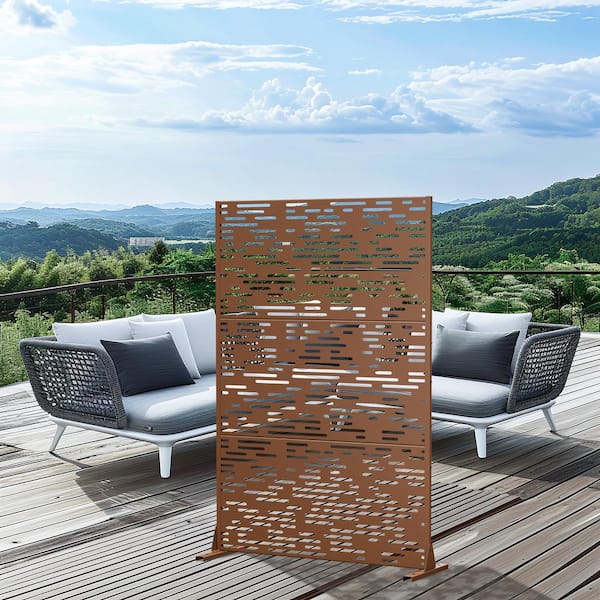 Dovelina Godfrey 72 in. Galvanized Steel Garden Fence Outdoor Privacy Screen Garden Screen Panels in Brown