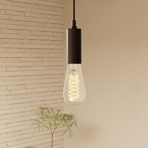 60-Watt Equivalent ST19 Dimmable Spiral Filament Clear Glass E26 Vintage Edison LED Light Bulb, Soft White