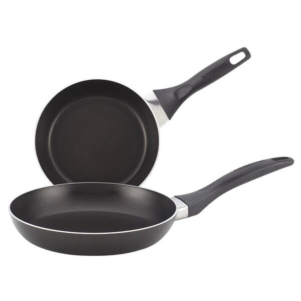 Farberware Dishwasher Safe Nonstick 7.25 in. and 9 in. Open Skillets in Black (2-Pack)