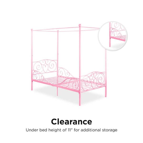 Dhp Capri Pink Twin Size Metal Bed, Dhp Canopy Metal Bed Twin Pink
