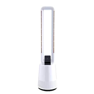38 in. 3-Speeds Bladeless Tower Fan in White with Remote Control, 15 Hours Timer and 45 ° Oscillating