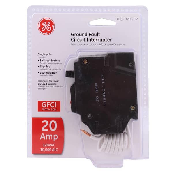 GE 20 Amp 1-Pole Ground Fault Breaker with Self-Test