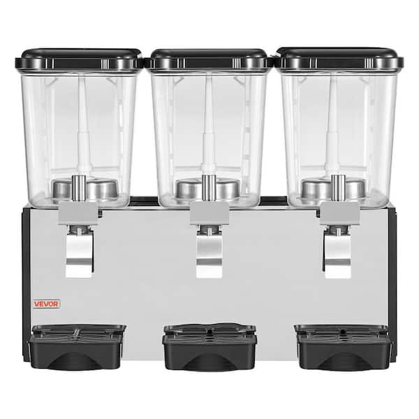 Commercial Beverage Dispenser Black 3 Tanks 18 L / 19 QT. Per Tank, Stainless Steel, with 45℉ to 54℉ Cooling Temp