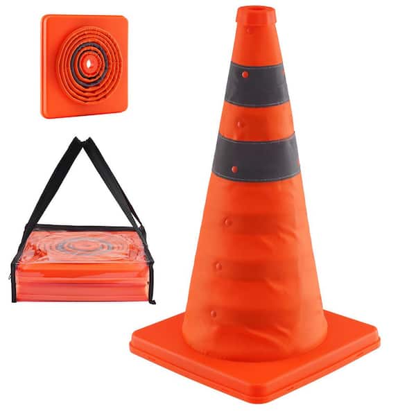 SKYSHALO Safety Cones, Construction Cones with Reflective Collars, 2 Pack 18 in. Collapsible Traffic Cones