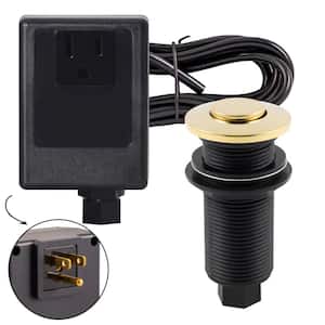 Sink Top Waste Disposal Air Switch and Single Outlet Control Box, Flush Button, Polished Brass