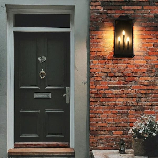 25 in. Black Outdoor Hardwired Wall Sconce with No Bulbs Included