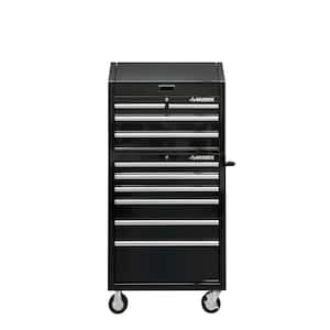 30 in. W x 24.5 in D Standard Duty 10-Drawer Combination Rolling Tool Chest and Top Tool Cabinet in Gloss Black