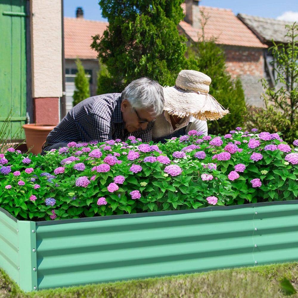 8 x 4 x 1 ft. Green Metal Galvanized Rectangular Outdoor Raised Garden Bed Planter Box price history on PriceWatchPro