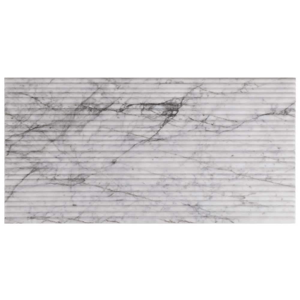 Striada White Lion 4 in. x 0.63 in. Honed Fluted Marble Wall Tile Sample price history on PriceWatchPro