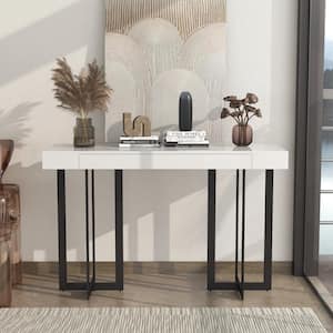 Belaire 47.25 in. White and Gun Metal Rectangle MDF Console Table