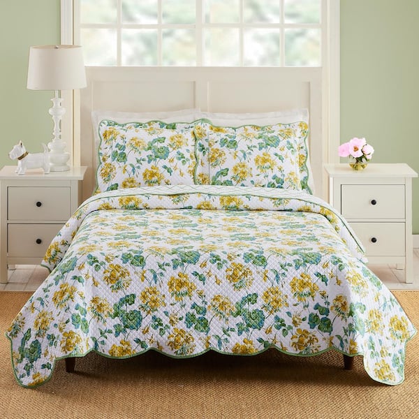 MAKERS COLLECTIVE English Meadow 3-Piece Yellow Cotton Full/Queen Quilt Set