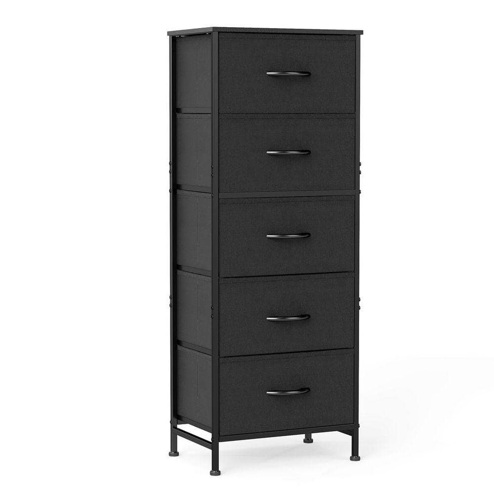 WONDER COMFORT Classical Black 5 Drawer 11.8 in. Wide Chest of