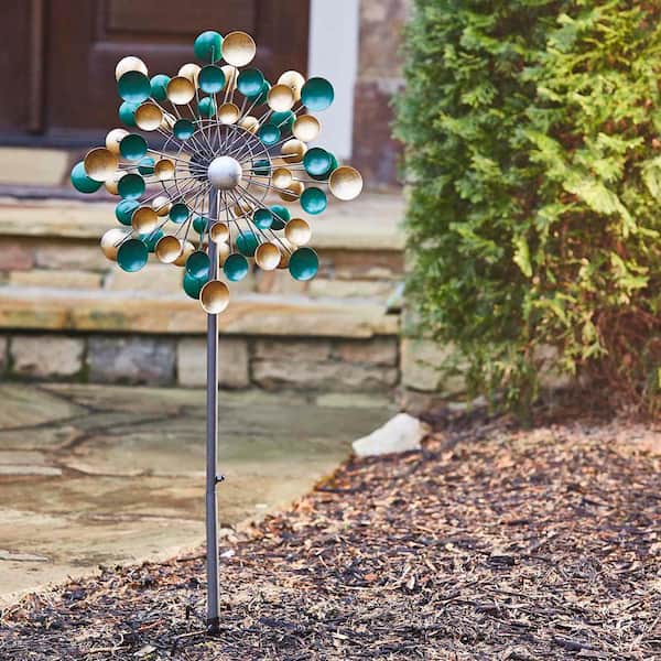 Southern Patio Lots of Dots Wind Spinner Yard Stake - Gold/Green