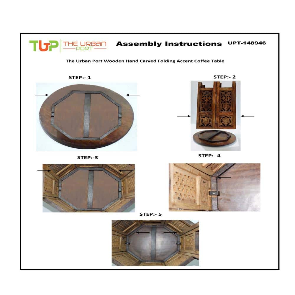 Elegant Dark Chocolate Mango Wood 18" Folding Accent Coffee Table