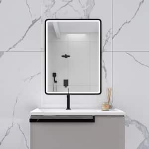 32 in. W x 24 in. H Rectangular Framed Wall-Mounted Bathroom Vanity Mirror in Black