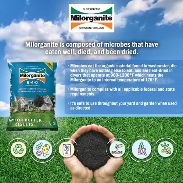 Milorganite Slow Release Nitrogen Lawn Fertilizer For All Grasses 2500 sq ft