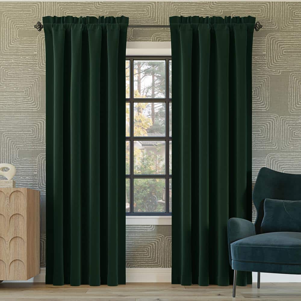 52&#34;x63&#34; Sun Zero Blackout Oslo Theater Grade Rod Pocket Curtain Panel Evergreen: Energy Efficient, Noise Reduction