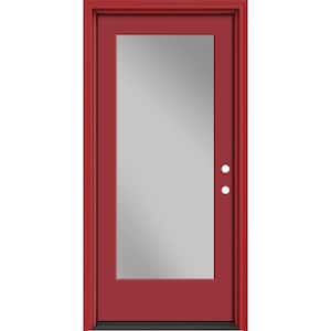Performance Door System 36 in. x 80 in. VG Full Lite Left-Hand Inswing Clear Red Smooth Fiberglass Prehung Front Door